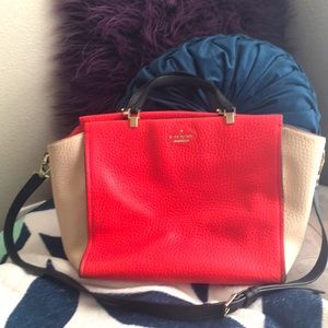 Kate spade coral and cream tote
